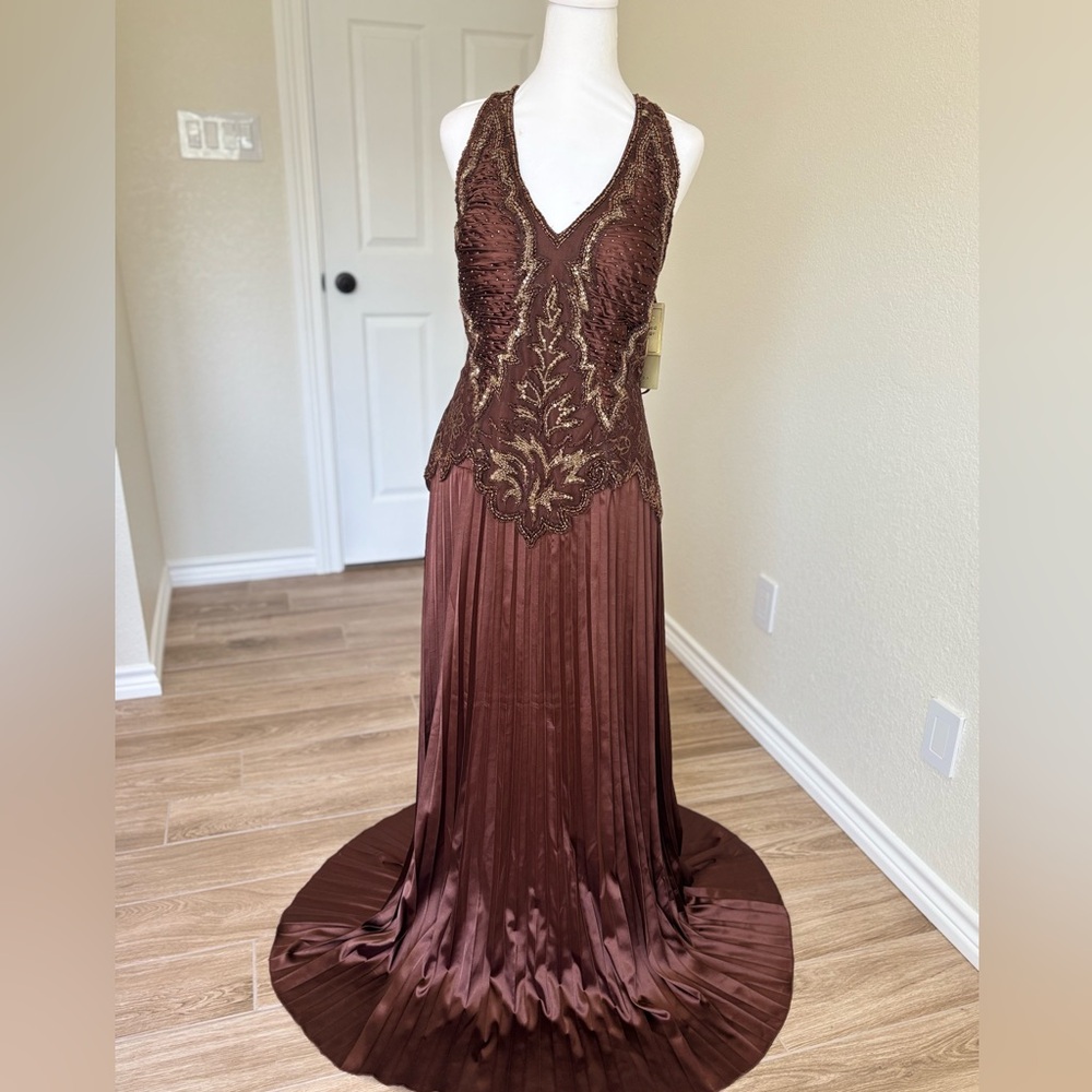 Aspeed Design Elegant Brown Halter Dress Size XL